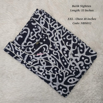 Navy Blue Cotton Nila Batik Nighties - NBN012