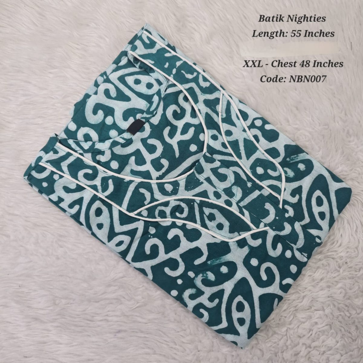 Teal Cotton Nila Batik Nighties - NBN007