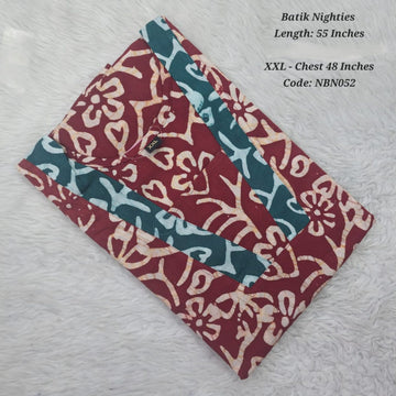 Red Cotton Nila Batik Nighties - NBN052