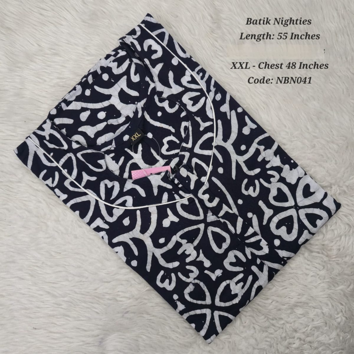 Navy Blue Cotton Nila Batik Nighties - NBN041