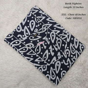 Navy Blue Cotton Nila Batik Nighties - NBN018