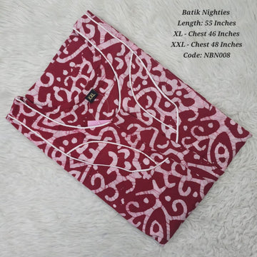 Pink Cotton Nila Batik Nighties - NBN008