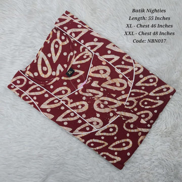 Brown Cotton Nila Batik Nighties - NBN017