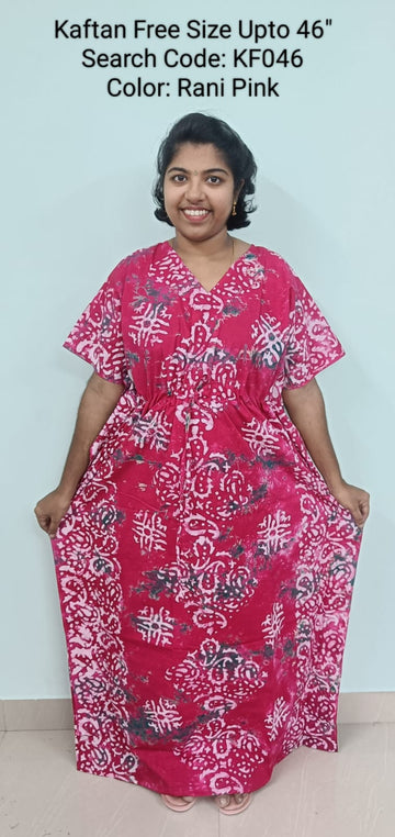 Rani Pink Cotton Nila Free Size Kaftan Nighties - KF046