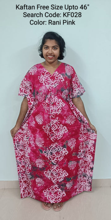 Rani Pink Cotton Nila Free Size Kaftan Nighties - KF028