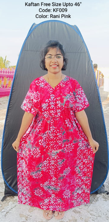 Rani Pink Cotton Nila Free Size Kaftan Nighties - KF009