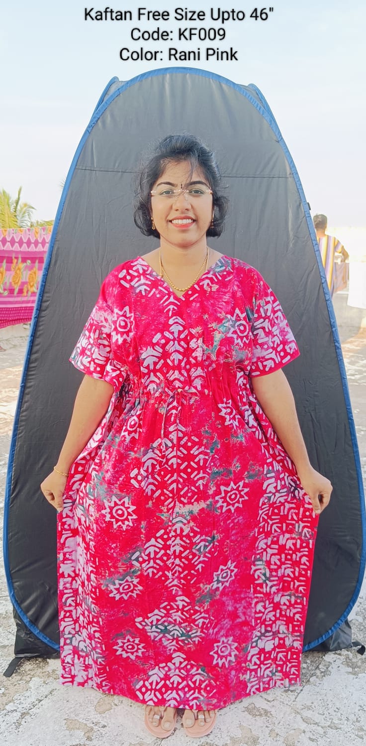 Rani Pink Cotton Nila Free Size Kaftan Nighties - KF009