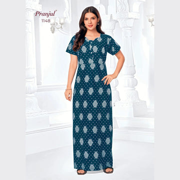 Teal Cotton Pranjul Nighties -1148