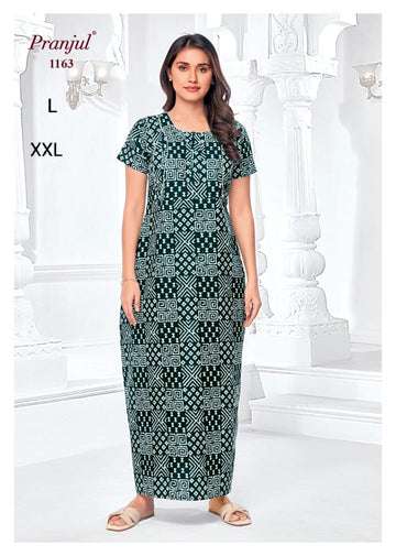 Green Cotton Pranjul Nighties - 1163