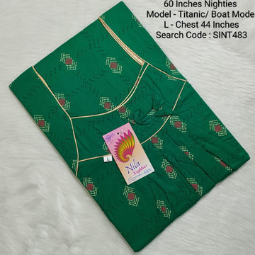 Green Cotton Nila Titanic Model 60 Inches Nighties - SINT483