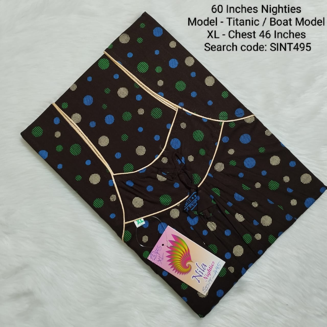 Coffee Brown Cotton Nila Titanic Model 60 Inches Nighties - SINT495