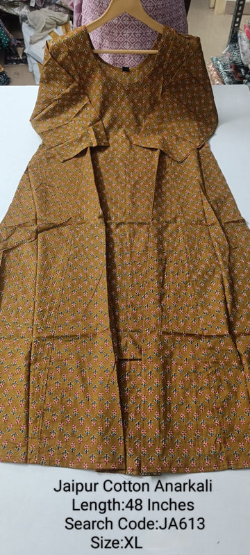 Mustard Jaipur Cotton Anarkali - JA613