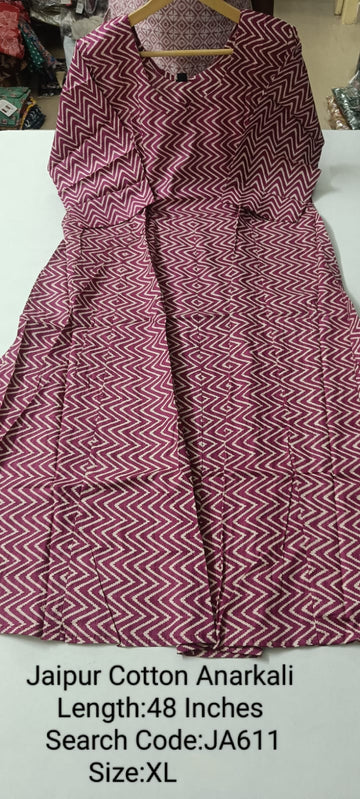 Pink Jaipur Cotton Anarkali - JA611