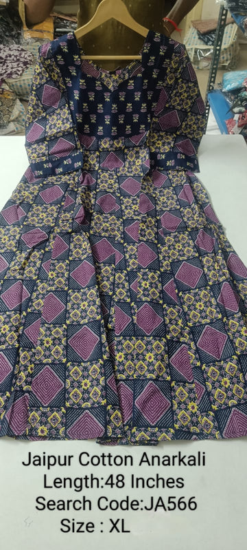 Ink Blue Jaipur Cotton Anarkali - JA566
