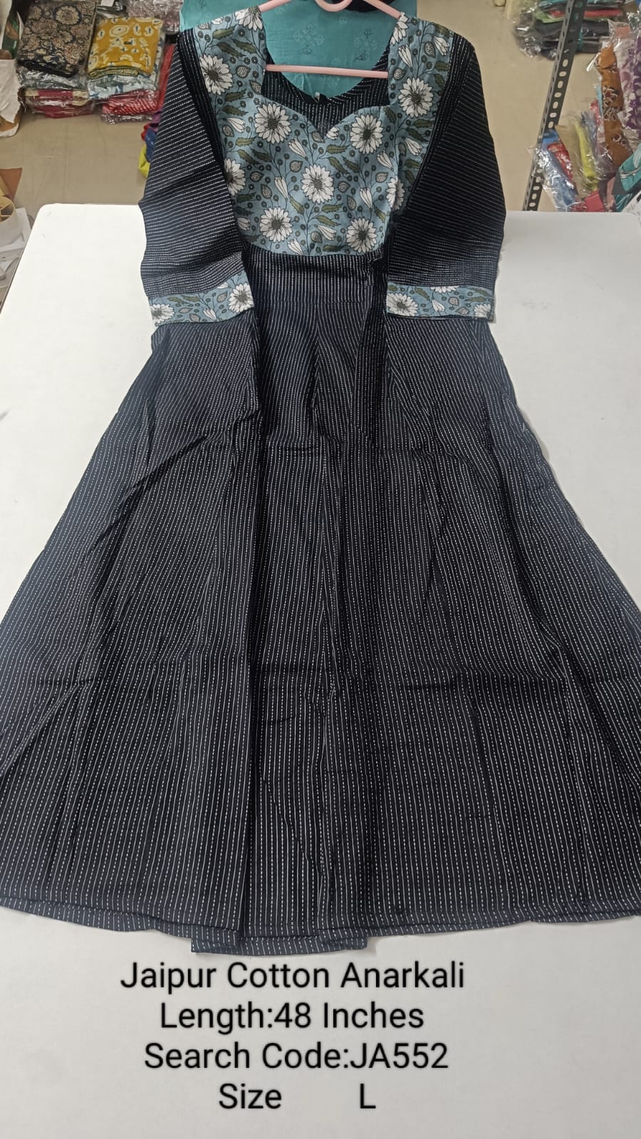 Black Jaipur Cotton Anarkali - JA552