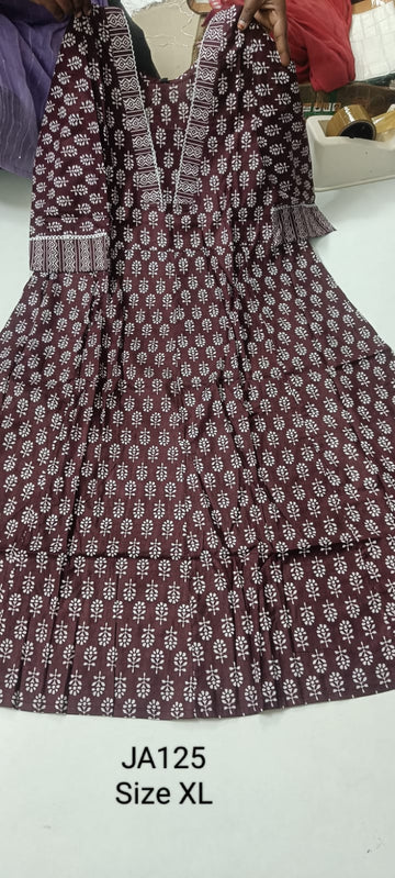 Brown Jaipur Cotton Anarkali - JA125
