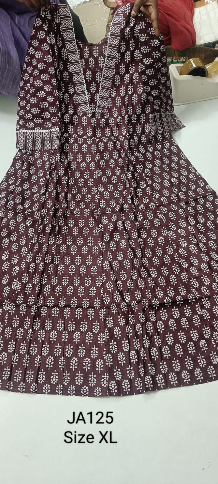 Brown Jaipur Cotton Anarkali - JA125