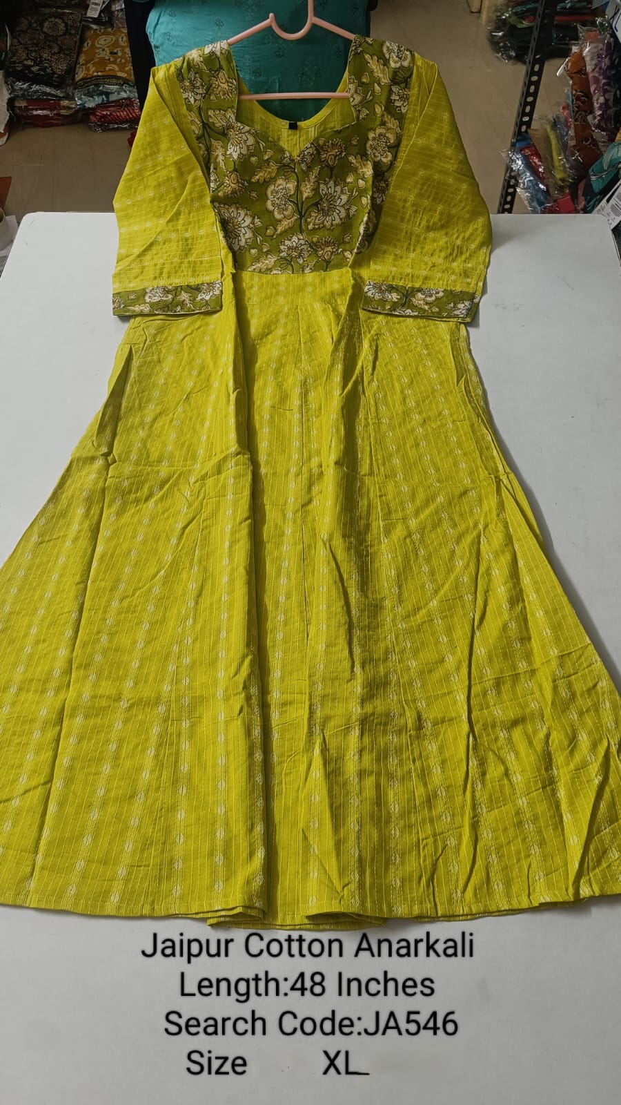 Yellow Jaipur Cotton Anarkali - JA546