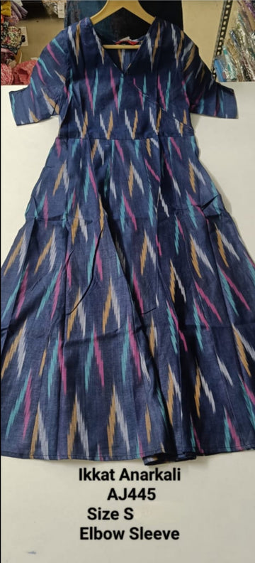 Navy Blue Ikkat Anarkali - IKA445
