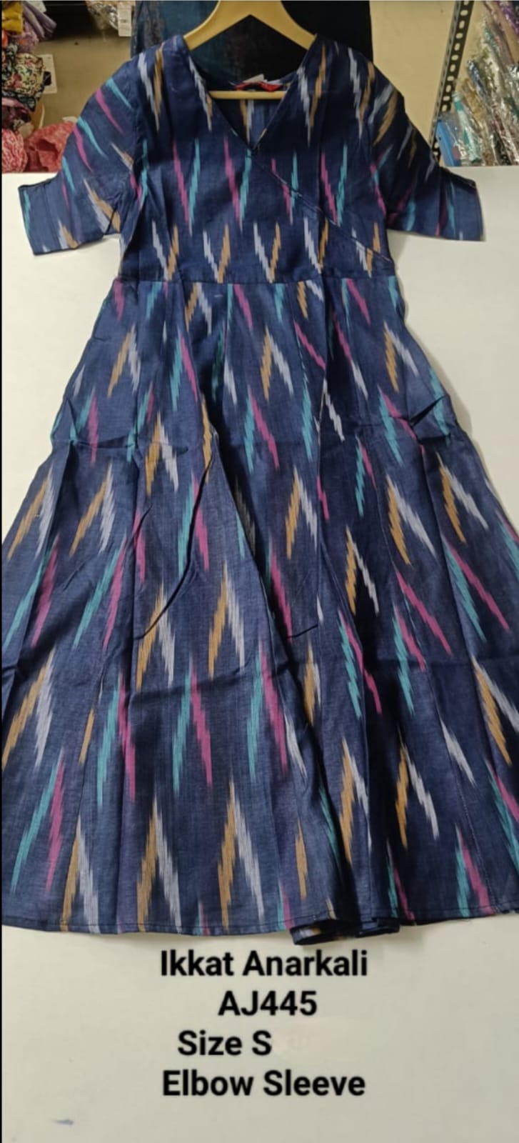 Navy Blue Ikkat Anarkali - IKA445