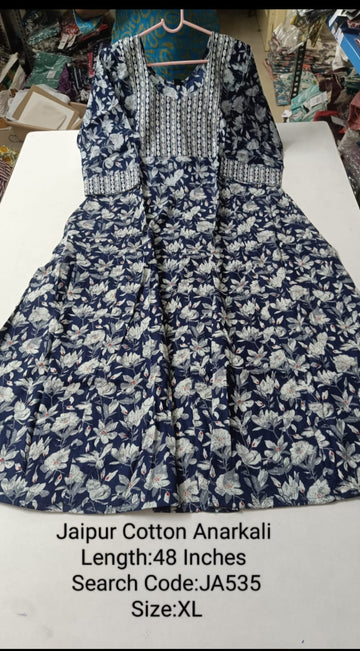 Ink Blue Jaipur Cotton Anarkali - JA535