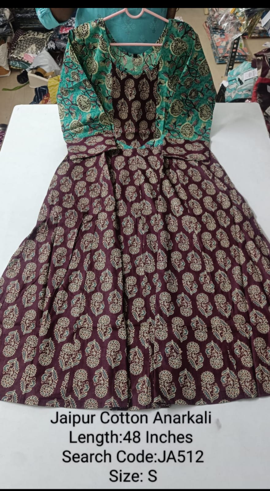 Maroon Jaipur Cotton Anarkali - JA512