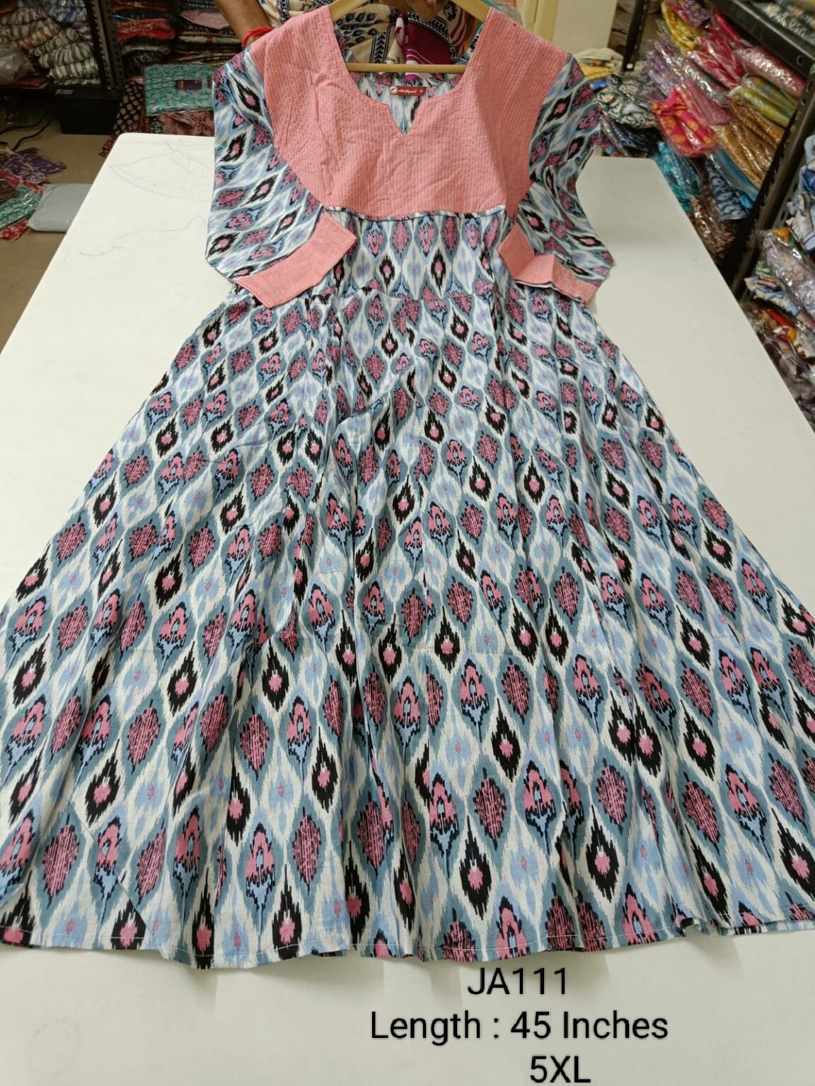 Grey Jaipur Cotton Anarkali - JA111