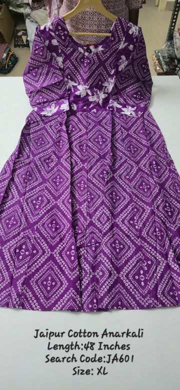 Purple Jaipur Cotton Anarkali - JA601