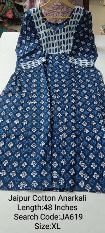 Ink Blue Jaipur Cotton Anarkali - JA619