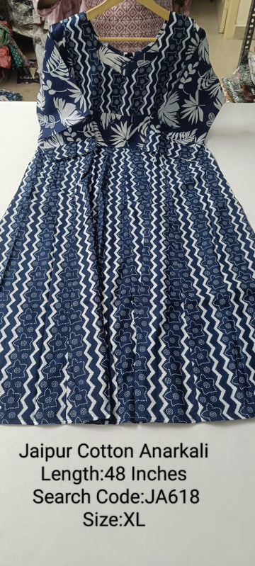 Ink Blue Jaipur Cotton Anarkali - JA618