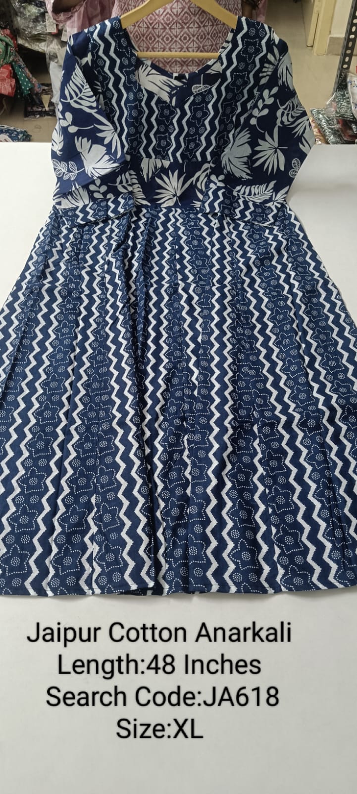 Ink Blue Jaipur Cotton Anarkali - JA618