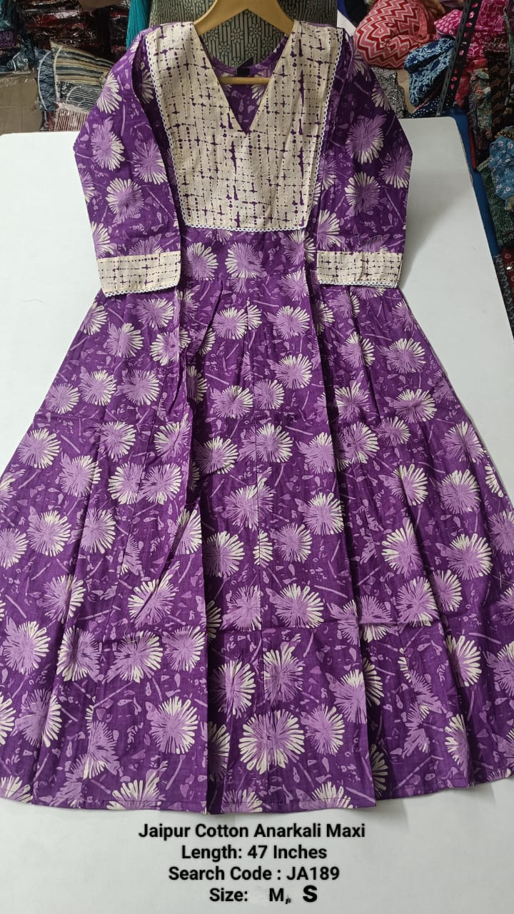 Purple Jaipur Cotton Anarkali - JA189