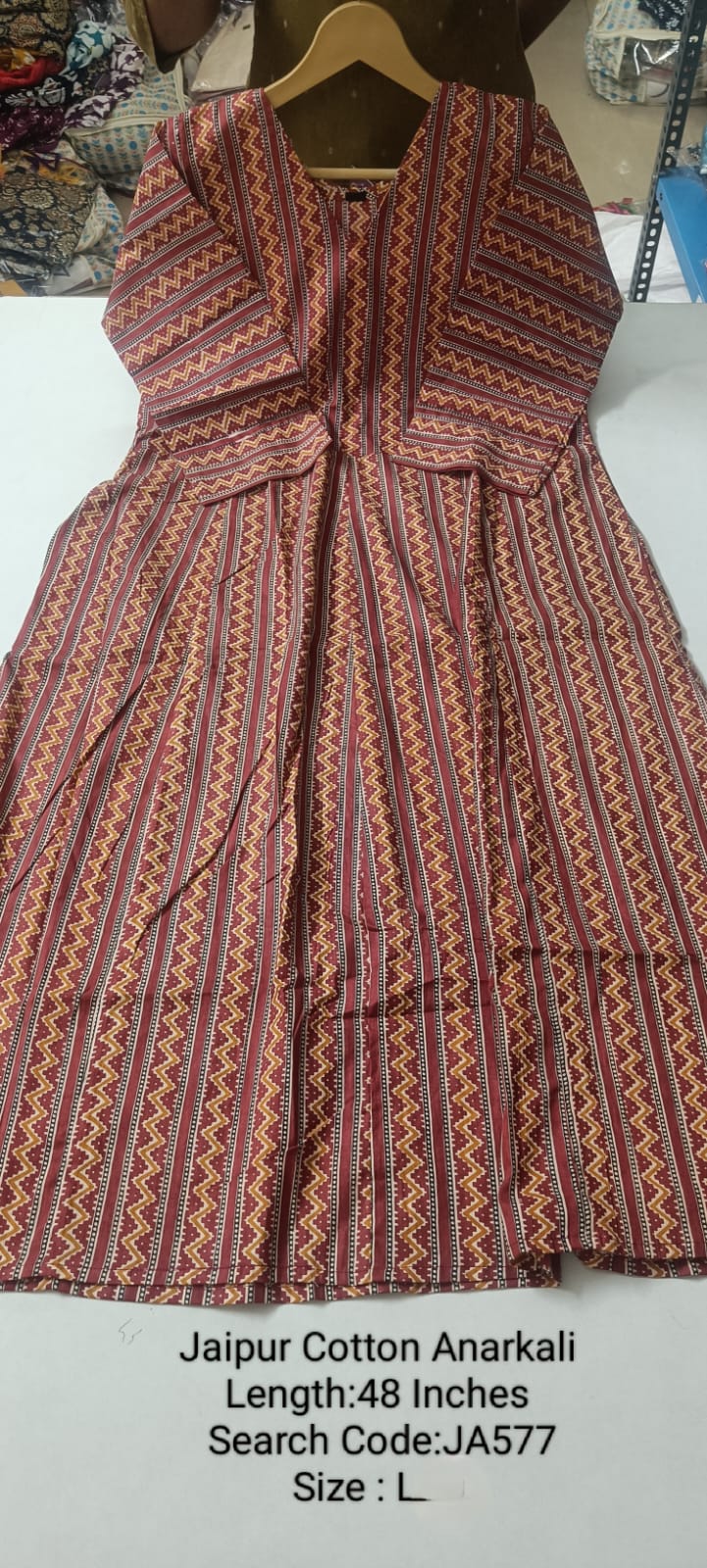 Brown Jaipur Cotton Anarkali - JA577