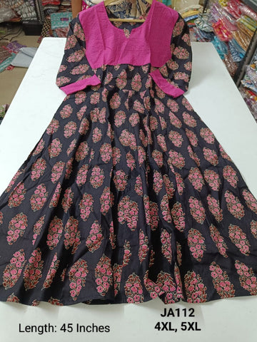 Black Jaipur Cotton Anarkali - JA112