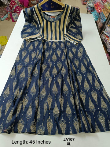 Black Jaipur Cotton Anarkali - JA107