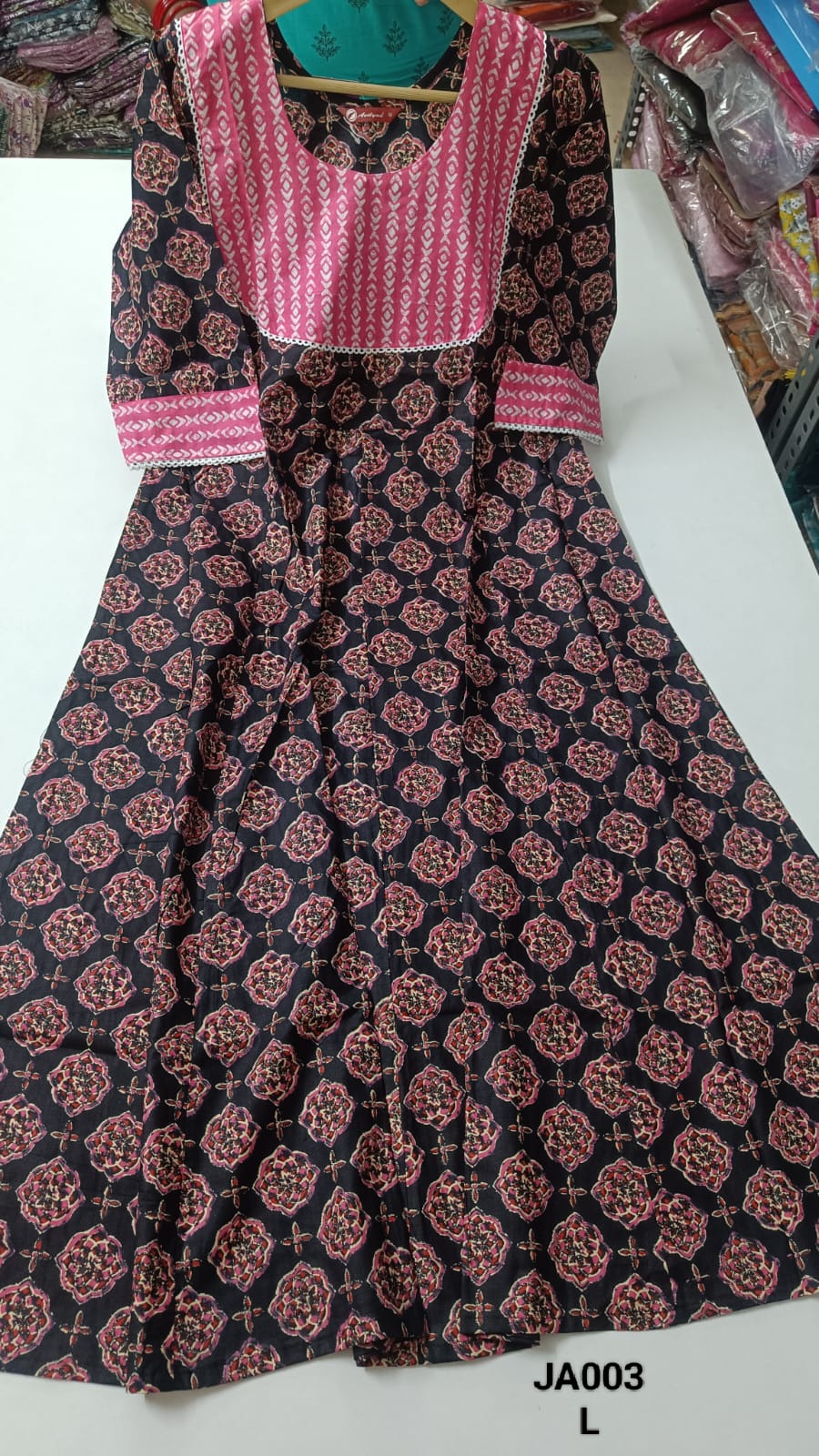 Black Jaipur Cotton Anarkali - JA003