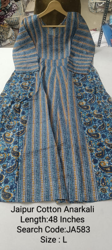 Blue Jaipur Cotton Anarkali - JA583