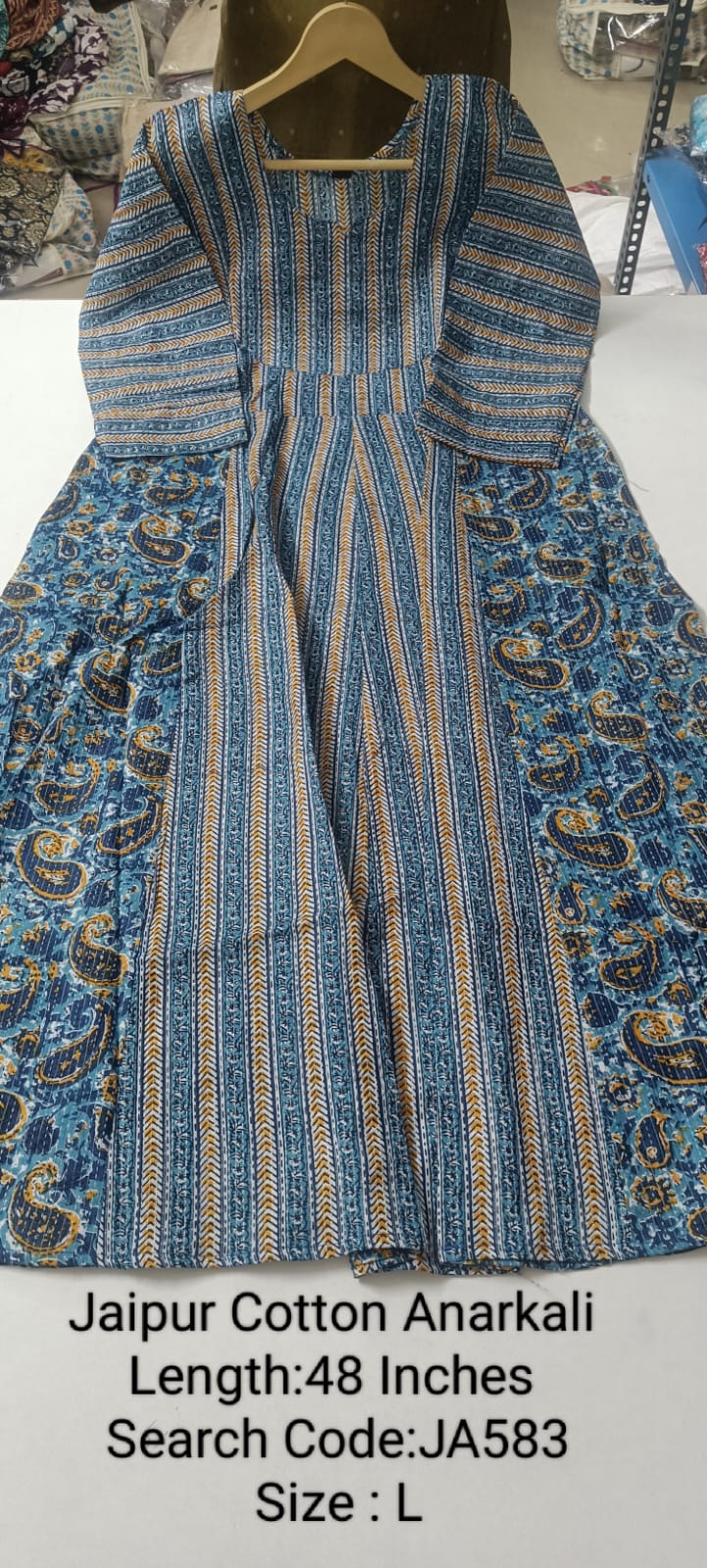 Blue Jaipur Cotton Anarkali - JA583