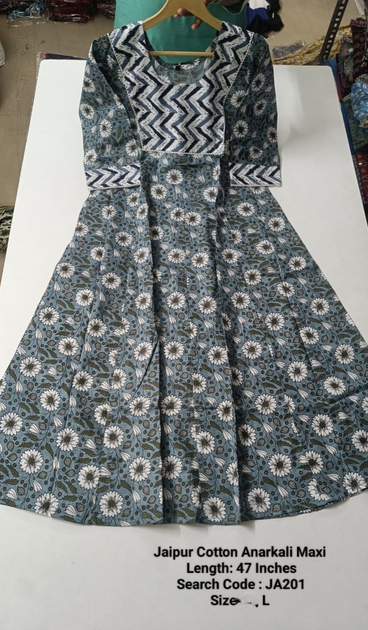 Cement Jaipur Cotton Anarkali - JA201