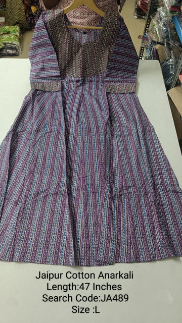 Purple Jaipur Cotton Anarkali - JA489