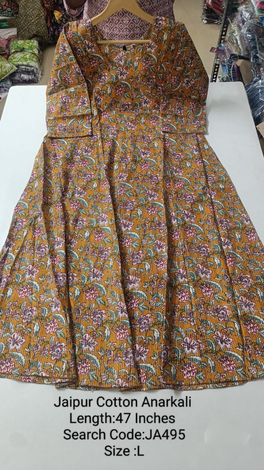 Mustard Jaipur Cotton Anarkali - JA495