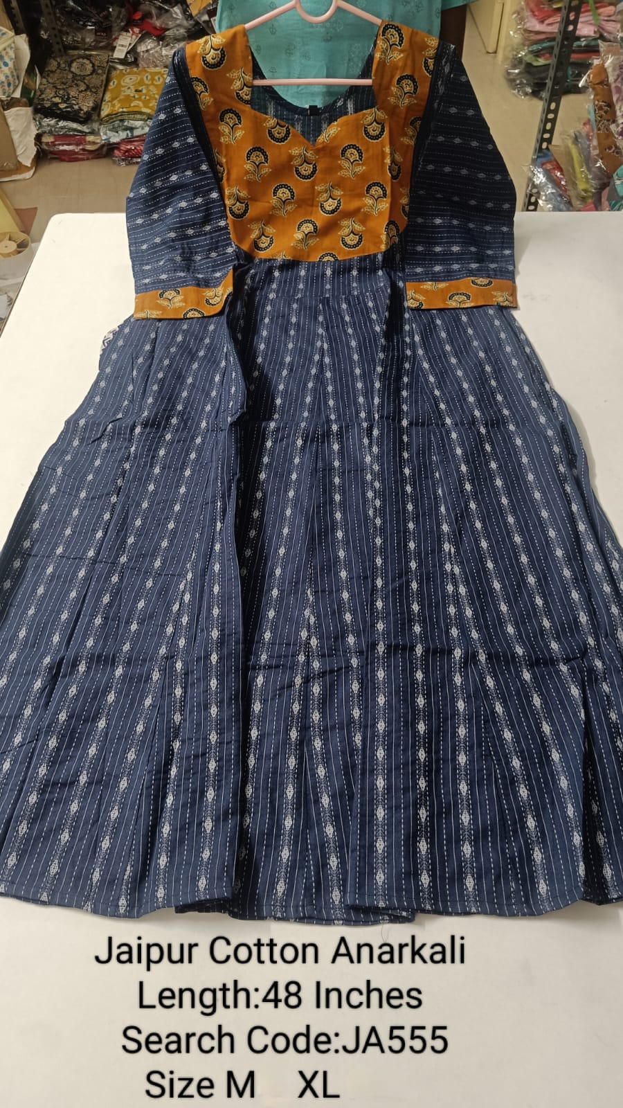 Navy Blue Jaipur Cotton Anarkali - JA555