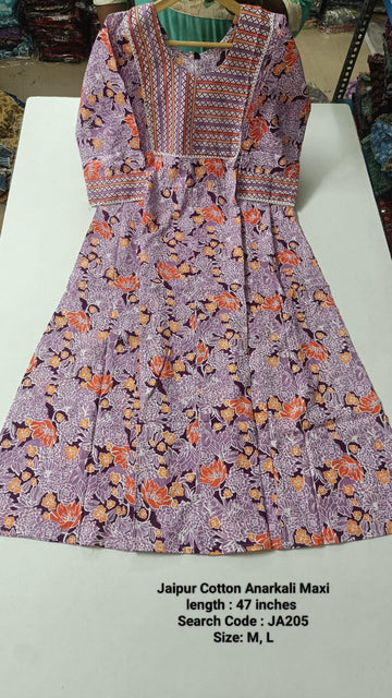 Lavender Jaipur Cotton Anarkali - JA205