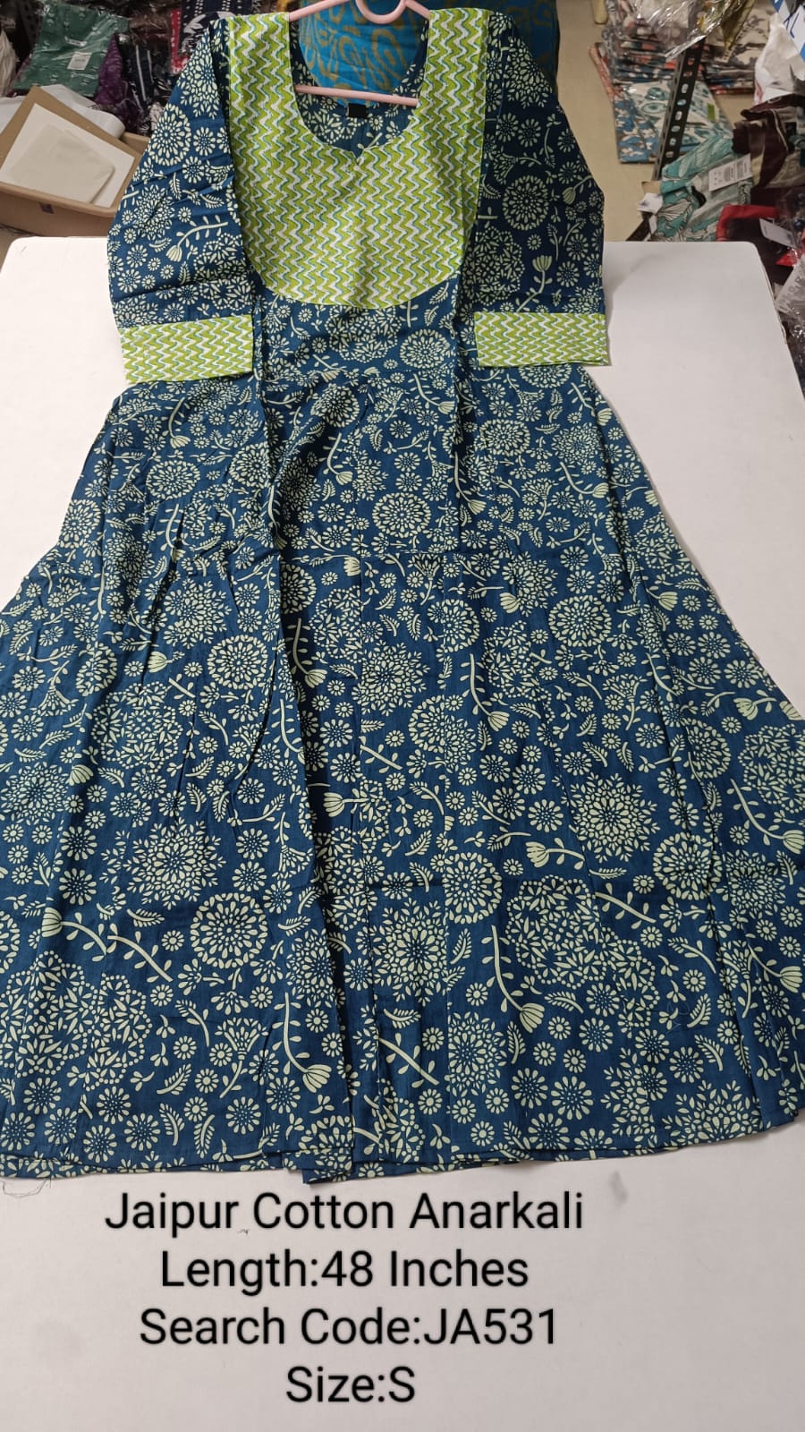 Green Jaipur Cotton Anarkali - JA531