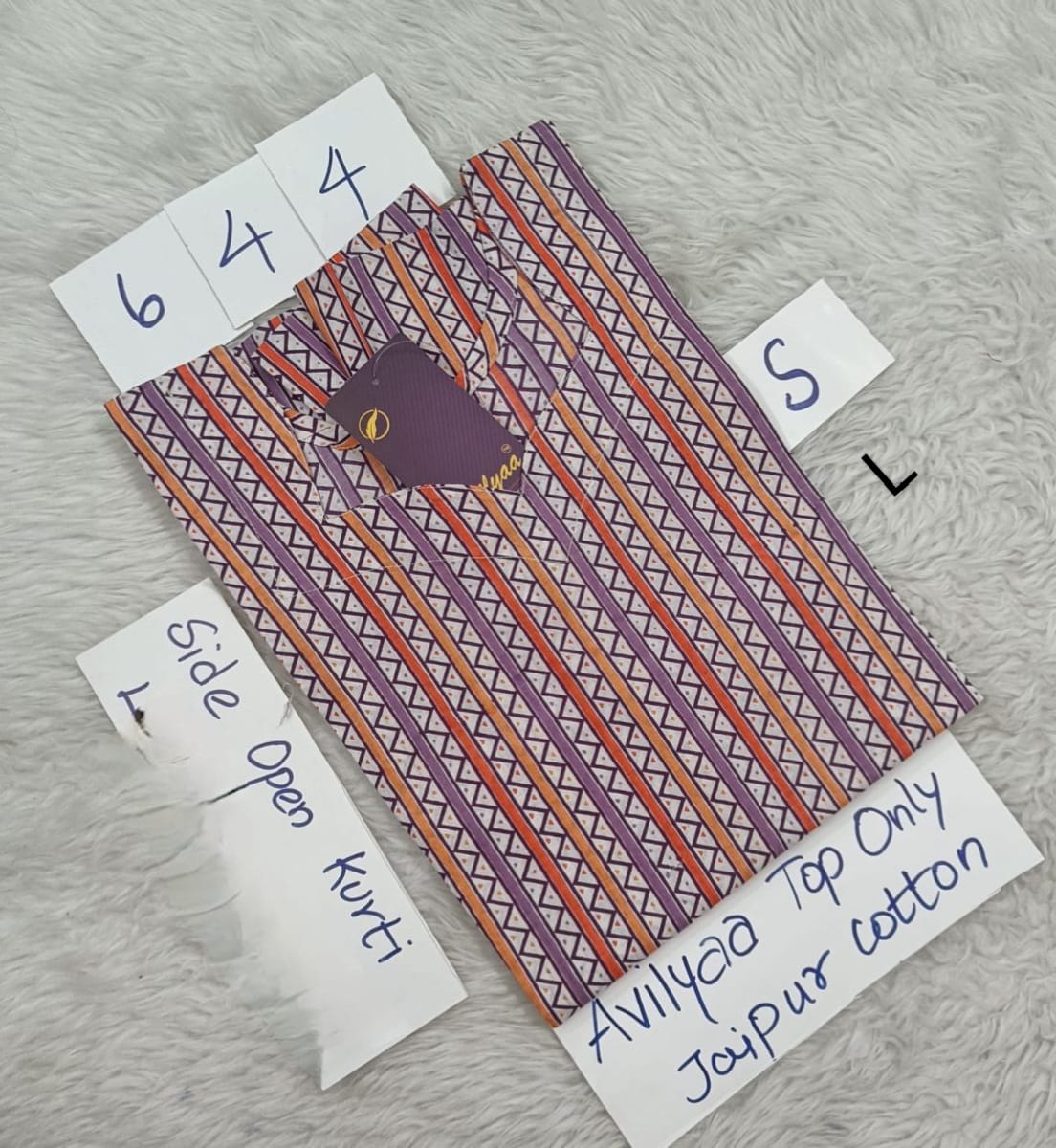 Lavender Jaipur Cotton Side Open Kurti Top Only Collection -JCLT644