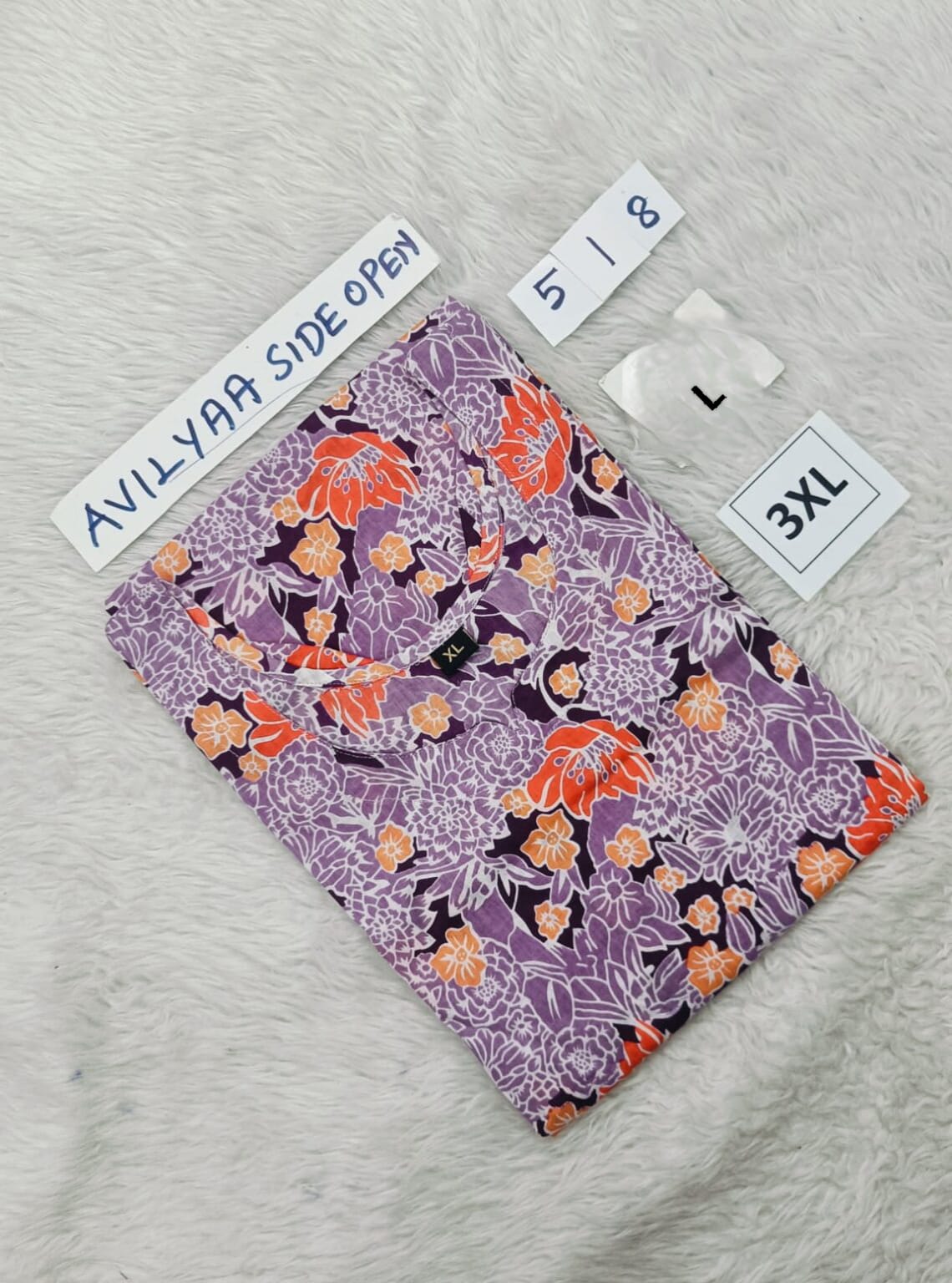 Lavender Jaipur Cotton Side Open Kurti Top Only Collection -JCLT518