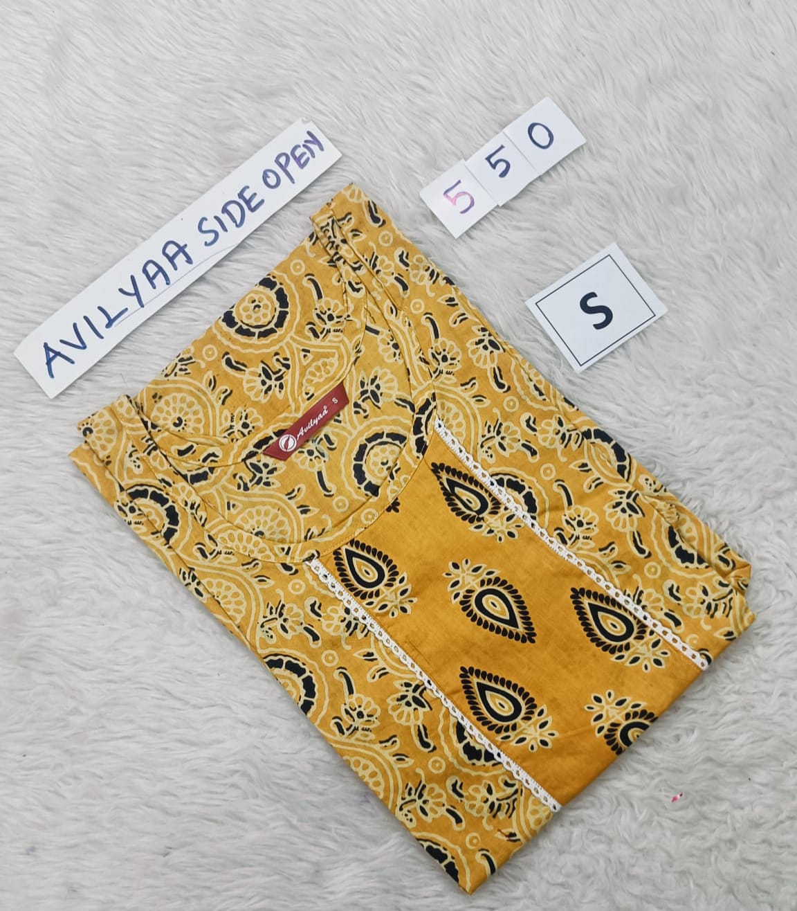 Yellow Jaipur Cotton Side Open Kurti Top Only Collection -JCLT550