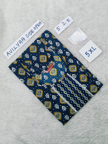 Navy Blue Jaipur Cotton Side Open Kurti Top Only Collection -JCLT525