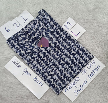 Navy Blue Jaipur Cotton Side Open Kurti Top Only Collection -JCLT621