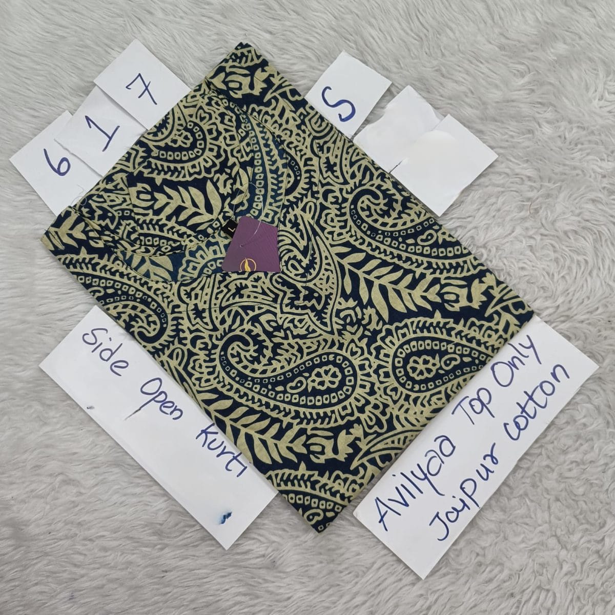 Black Jaipur Cotton Side Open Kurti Top Only Collection -JCLT617